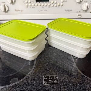 Tupperware Bright Green and White Container Set freezer mates
